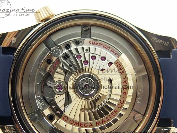 0411 2018 Seamaster Diver 300M RG Blue Ceramic VSF 1:1 Best Edition Blue Dial on Blue Rubber Strap A WeatherProof 7914